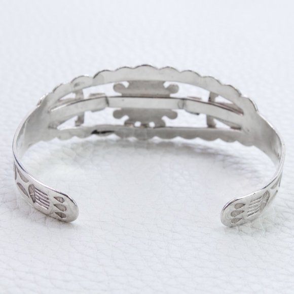 Sterling Silver Kachina Turquoise Cuff Bracelet - Picture 6 of 6